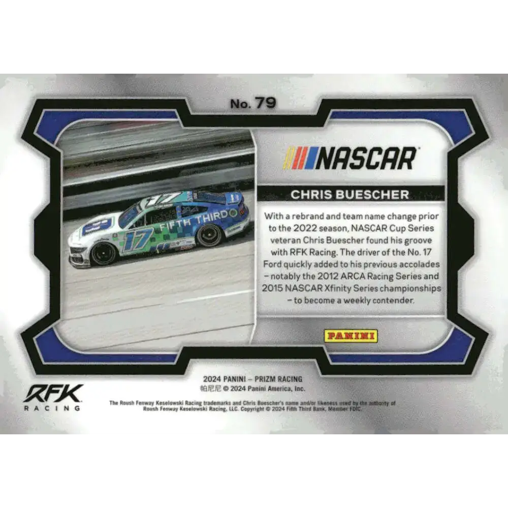 2024 Panini Prizm Rides #79 Chris Buescher NM-MT Fifth Third Bank/Roush Fenway Racing/Ford Racing Card - Racing Card