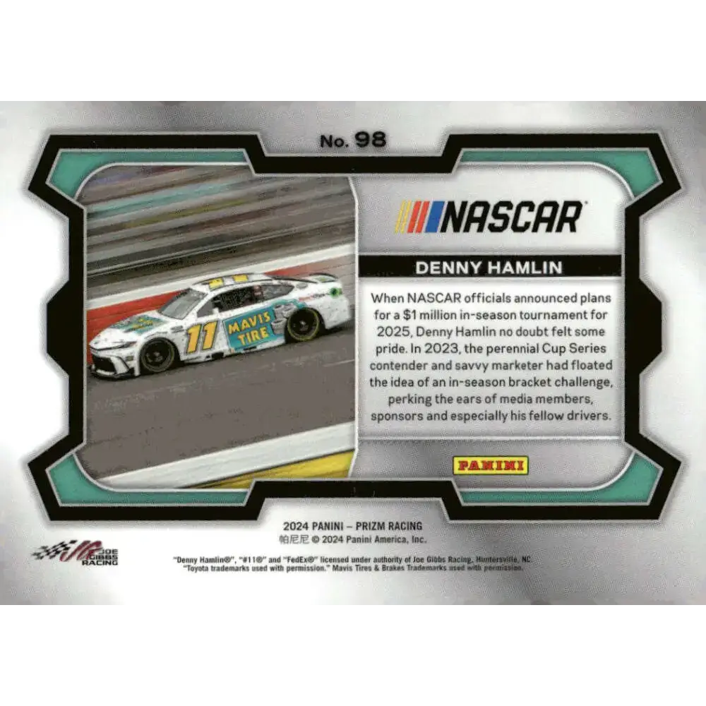 2024 Panini Prizm Rides #98 Denny Hamlin NM-MT Mavis Tires/Joe Gibbs Racing/Toyota Racing Card - Racing Card Single