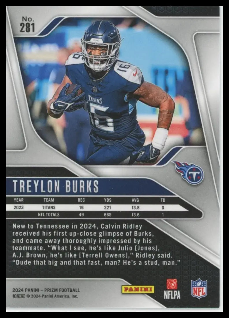 2024 Panini Prizm Treylon Burks 281 Tennessee Titans - Football Card Single