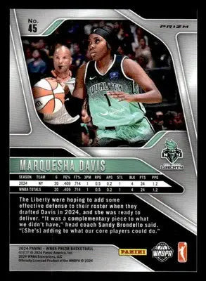 2024 Panini Prizm WNBA #45 Marquesha Davis Silver Prizms - Basketball Card Single