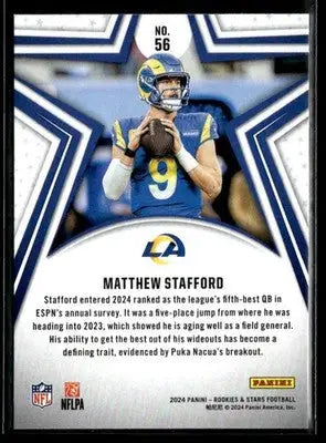 2024 Panini Rookies & Stars Matthew Stafford #56 Los Angeles Rams - Football Card Single