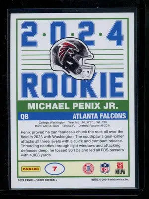 2024 Panini Score Rookie Michael Penix Jr. #7 Football - Football Card Single