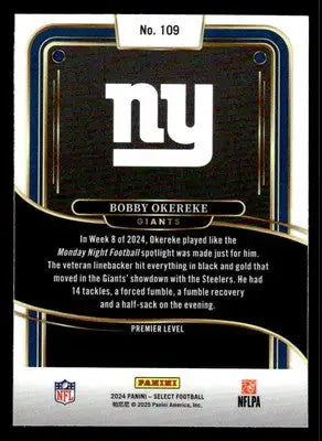 2024 Panini Select #109 Bobby Okereke - Football Card Single