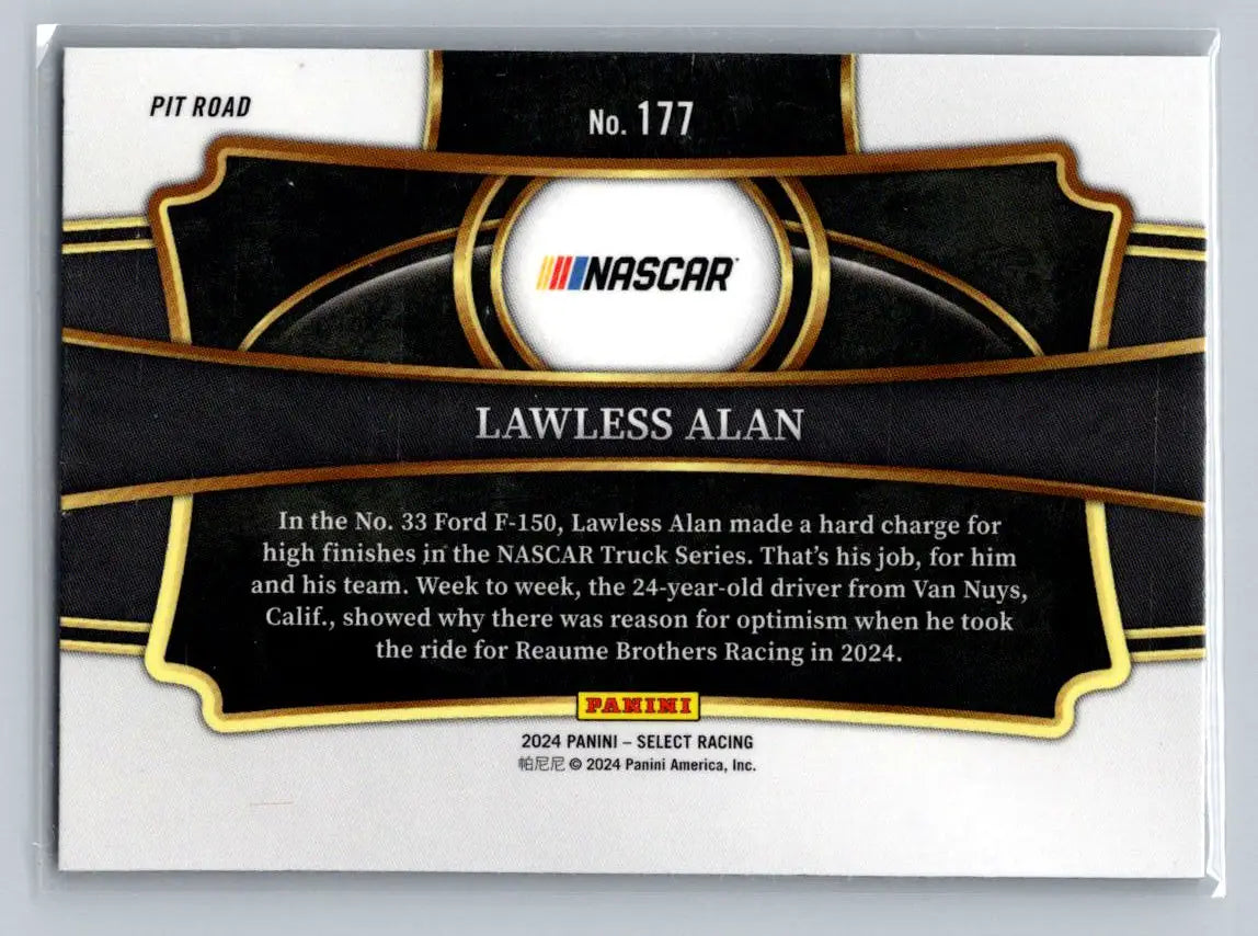 2024 Panini Select #177 Lawless Alan Reaume Brothers Racing - Racing Card Single
