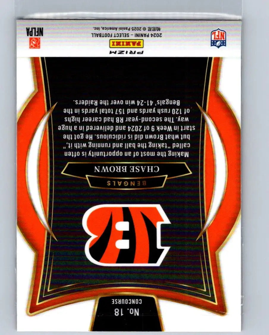 2024 Panini Select #18 Chase Brown Red & Yellow Prizm Shock - Football Card Single