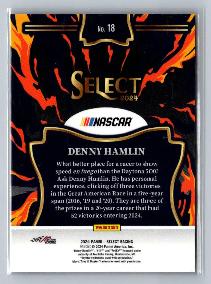 2024 Panini Select #18 Denny Hamlin En Fuego Joe Gibbs Racing - Racing Card Single