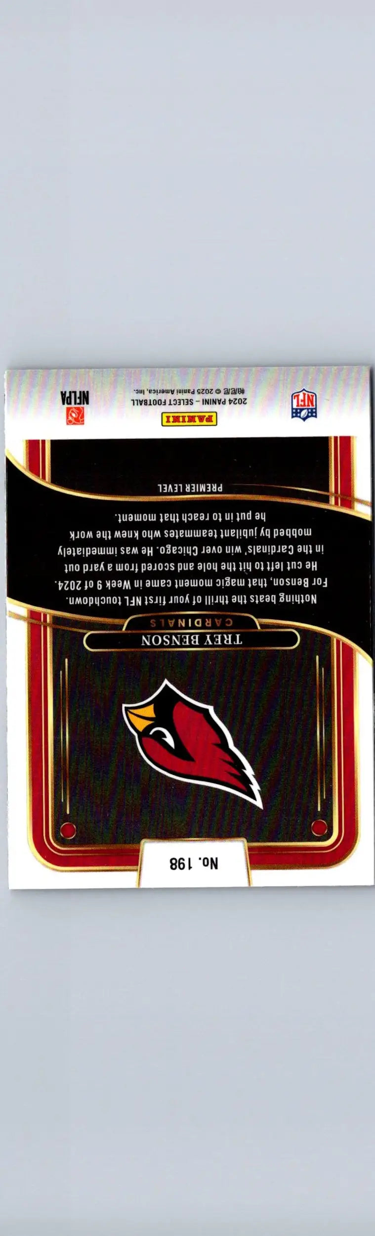 Football trading card featuring Trey Benson from 2024 Panini Select series
