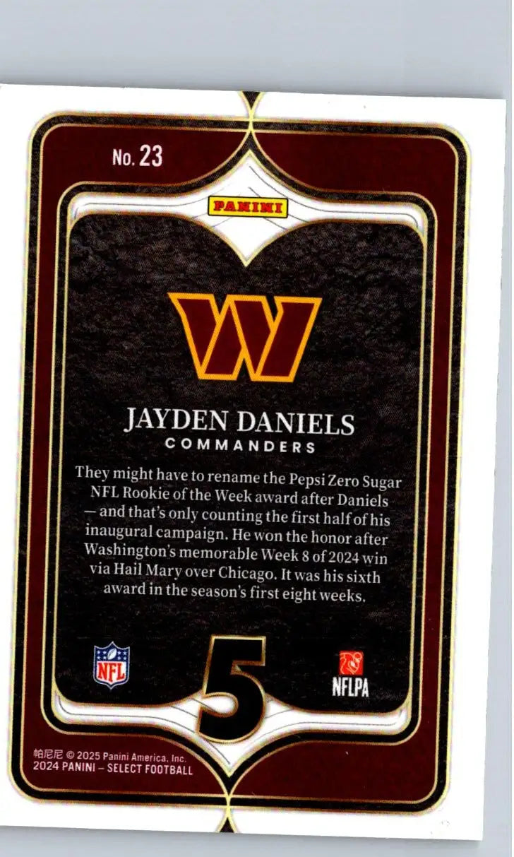 2024 Panini Select #23 Jayden Daniels Select Numbers Prizm - Football Card Single