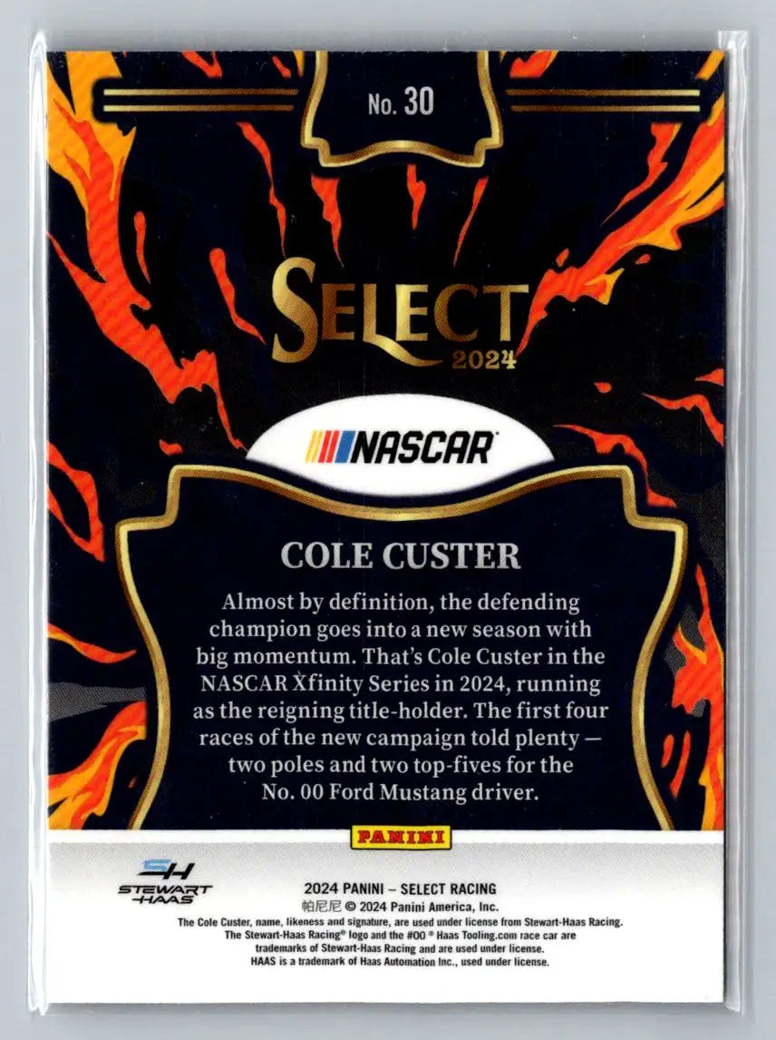 2024 Panini Select #30 Cole Custer En Fuego Stewart-Haas Racing - Racing Card Single