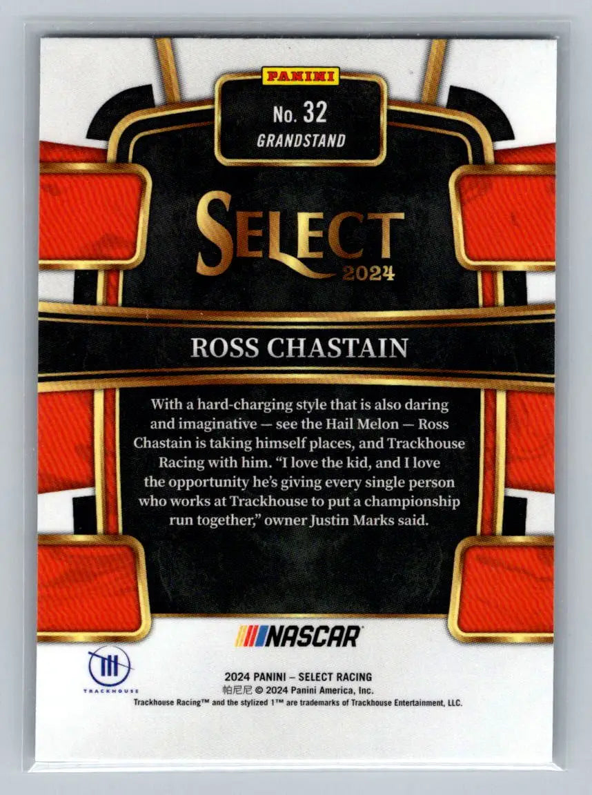 2024 Panini Select #32 Ross Chastain: Aug 29-31 L Trackhouse Racing - Racing Card Single