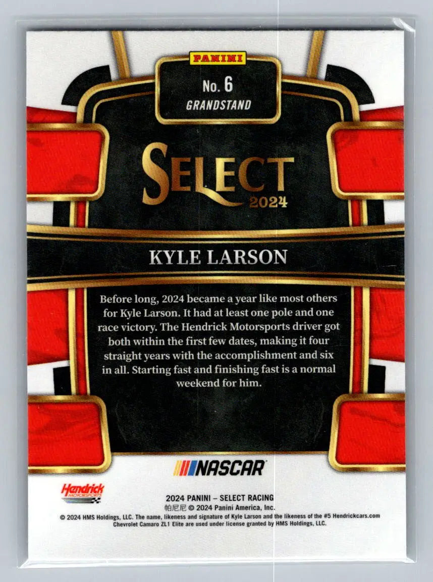 2024 Panini Select #6 Kyle Larson Hendrick Motorsports - Racing Card Single