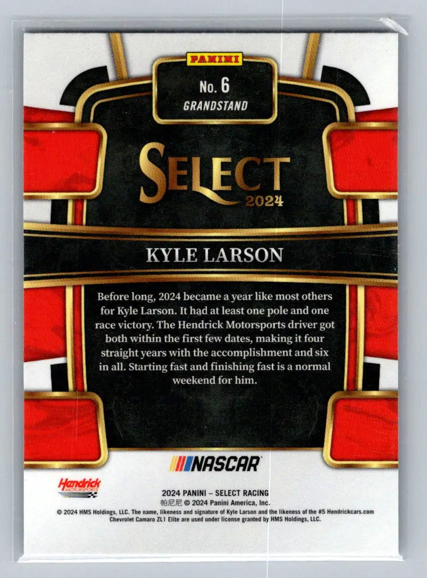 2024 Panini Select #6 Kyle Larson Hendrick Motorsports - Racing Card Single