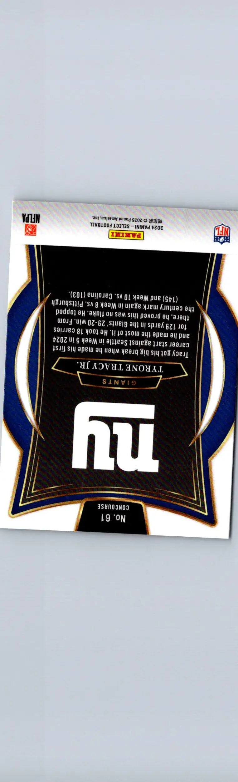 Football trading card of Tyrone Tracy Jr. from 2024 Panini Select series