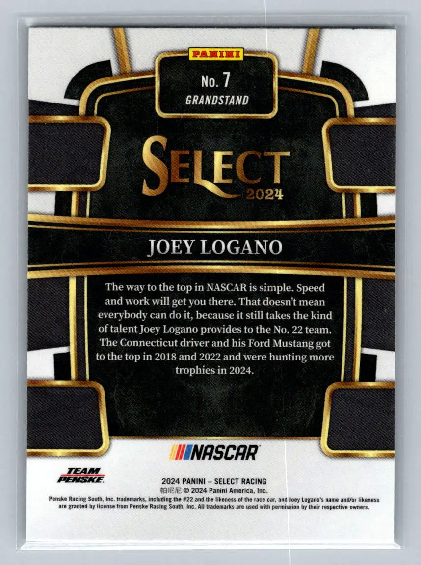 2024 Panini Select #7 Joey Logano Team Penske - Racing Card Single