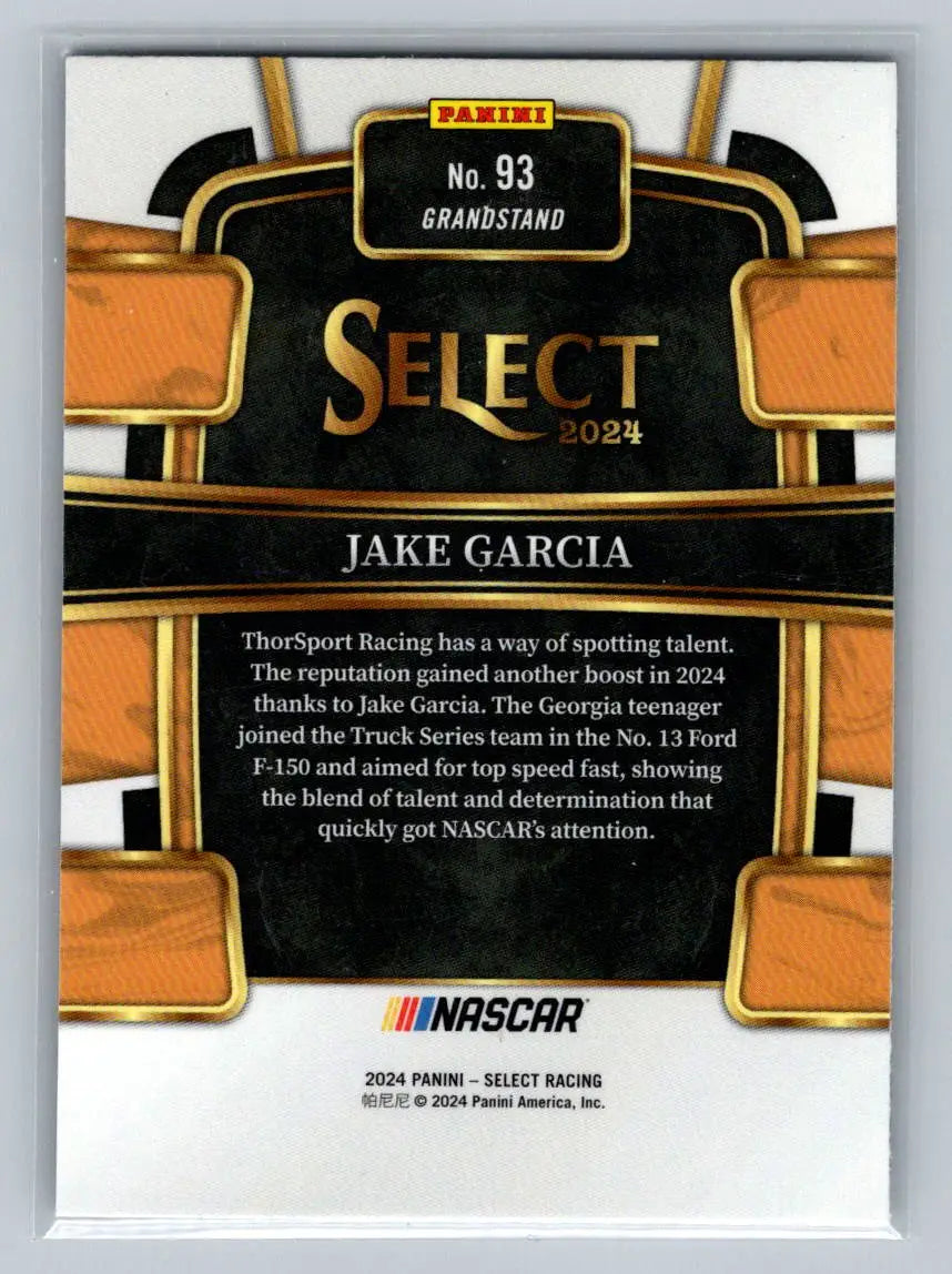 2024 Panini Select #93 Jake Garcia McAnally-Hilgemann Racing - Racing Card Single