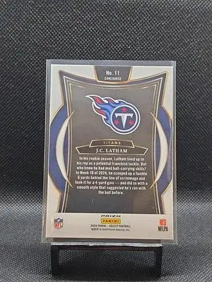 2024 Panini Select - Concourse J.C. Latham #11 Black & Green Shock Prizm (RC) - Football Card Single