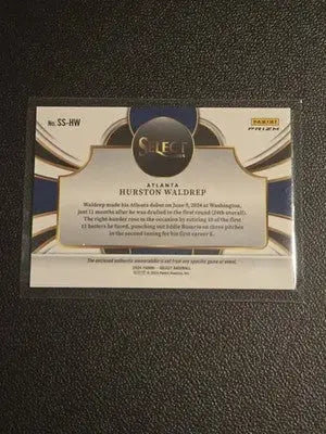 2024 Panini Select #SS-HW Hurston Waldrep Selective Swatches Flash Prizms - Baseball Card Single