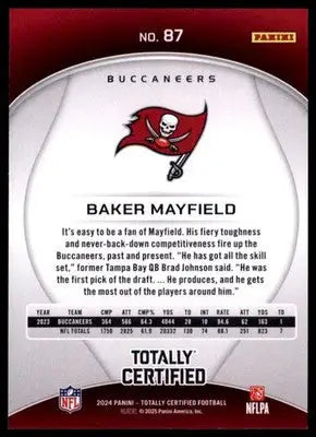 2024 Panini Totally Certified Baker Mayfield 87 Tampa Bay Buccaneers - Football Card Single