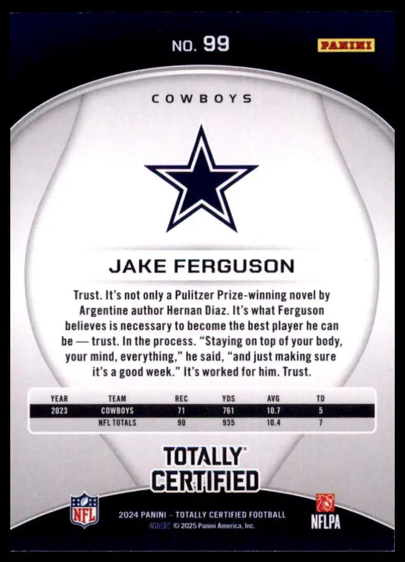 2024 Panini Totally Certified Jake Ferguson 99 Dallas Cowboys - Football Card Single