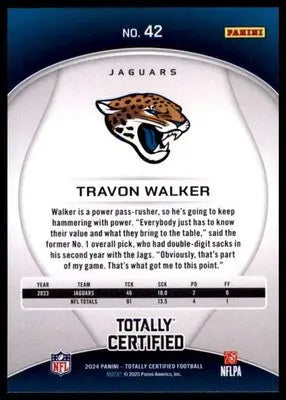 2024 Panini Totally Certified Travon Walker 42 Jacksonville Jaguars - Football Card Single