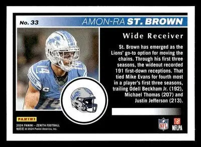 2024 Panini Zenith #33 Amon-Ra St. Brown - Football Card Single