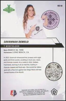 2024 Parkside NWSL Collection #44 Savannah DeMelo