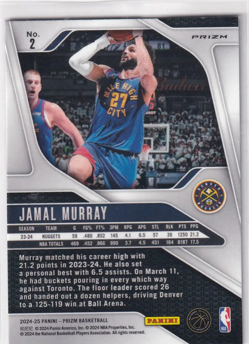 2024 PRIZM #2 JAMAL MURRAY GREEN- DENVER NUGGETS - Basketball Card Single