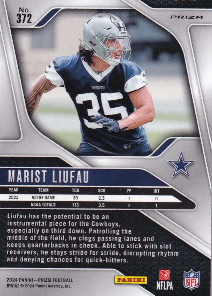 2024 PRIZM #372 MARIST LIUFAU GREEN PULSAR- DALLAS COWBOYS - Football Card Single