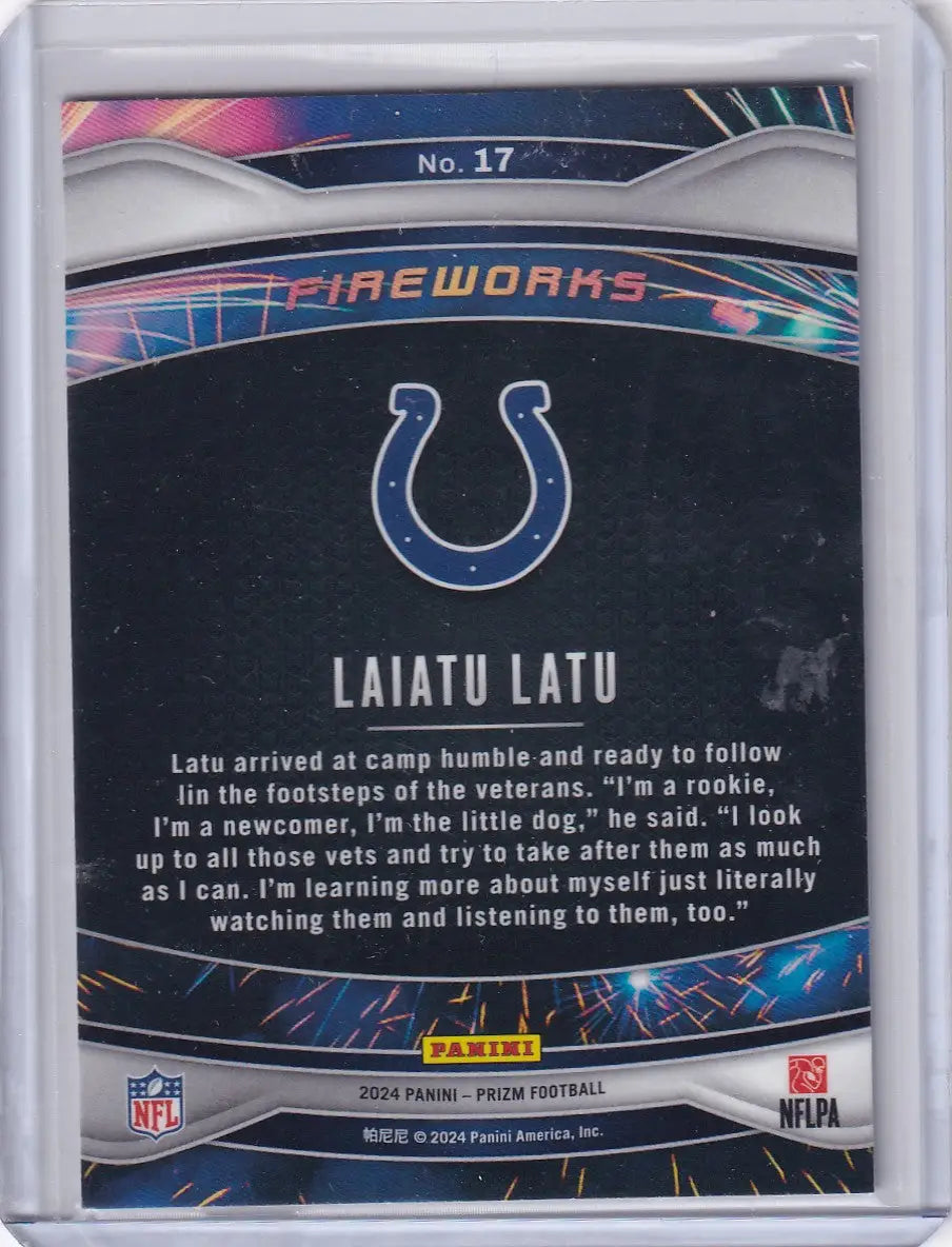 2024 Prizm Fireworks #17 Laiatu Latu - Indianapolis Colts - Football Card Single