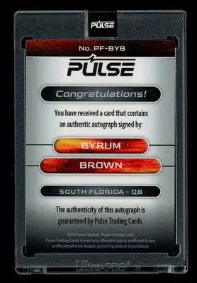 2024 Pulse Football Byrum Brown #PF-BYB Football - Football Memorabilia