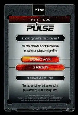 2024 Pulse Football Donovan Green #PF-DOG Football - Sports Memorabilia