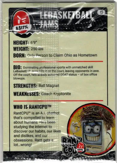 LeBasketball Jams trading card from 2024 RantCPU No One Is Safe Three Card Promo Pack