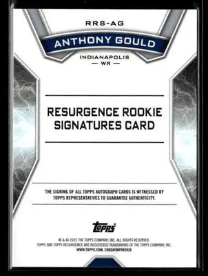 2024 Resurgence #RRS-AG Anthony Gould Rookie Sigs Lime Green Power Surge #/15 - Football Card Single
