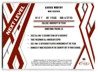 2024 SAGE HIT #85 Xavier Worthy - Football Card Single