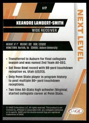 2024 Sage Next Level Keandre Lambert-Smith #117 Football - Football Card Single
