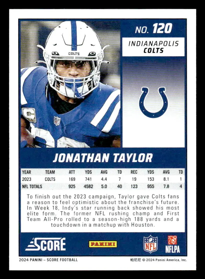 2024 Score #120 Jonathan Taylor Indianapolis Colts - Football Card Single