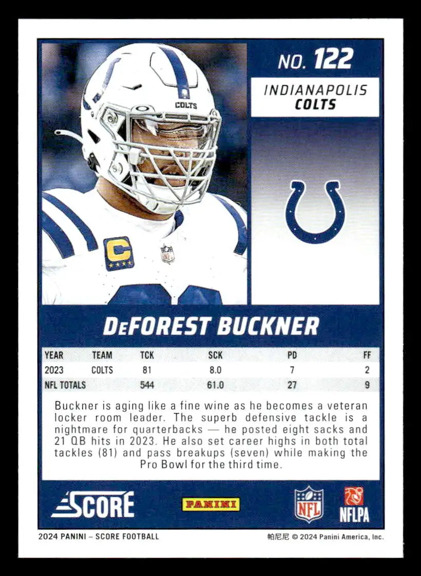 2024 Score #122 DeForest Buckner Indianapolis Colts - Football Card Single