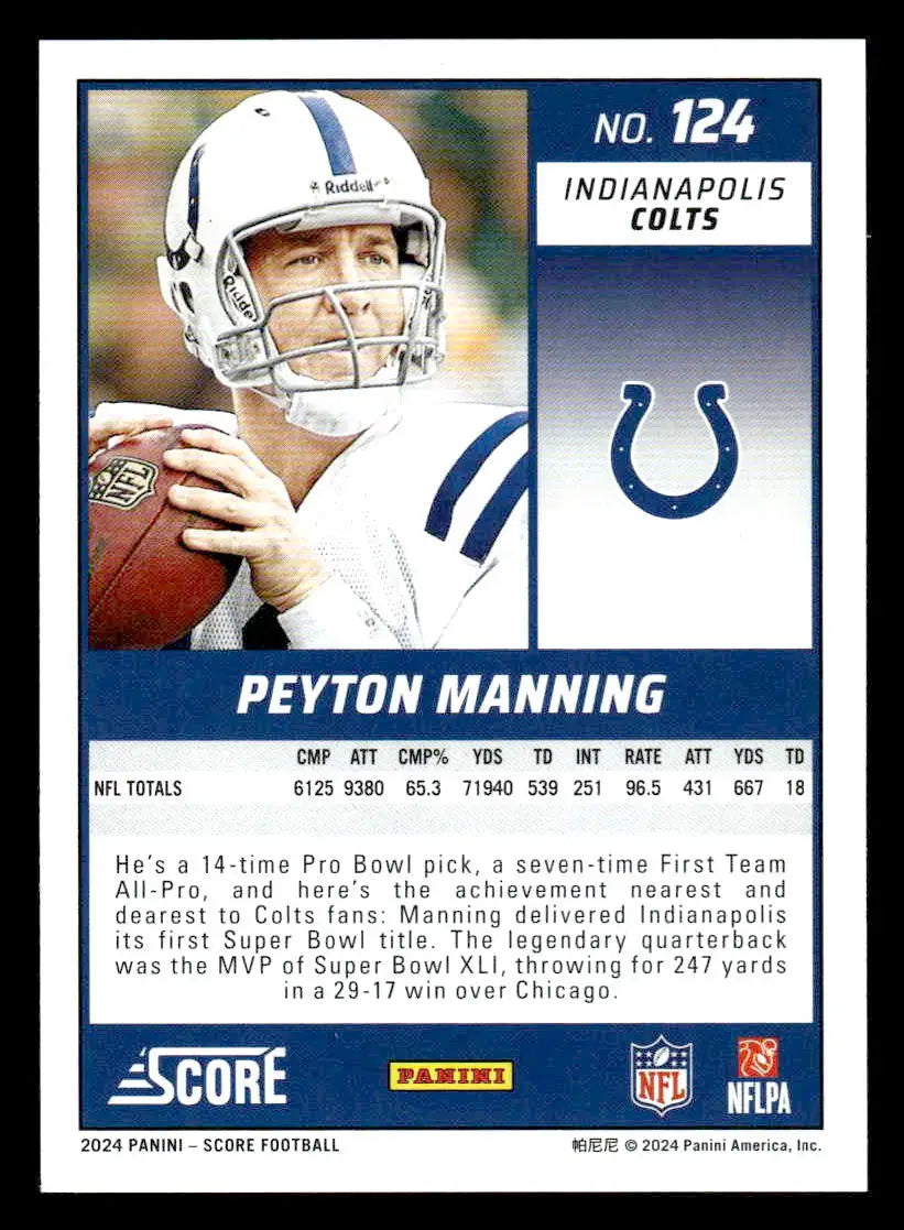 2024 Score #124 Peyton Manning - Football Card Single