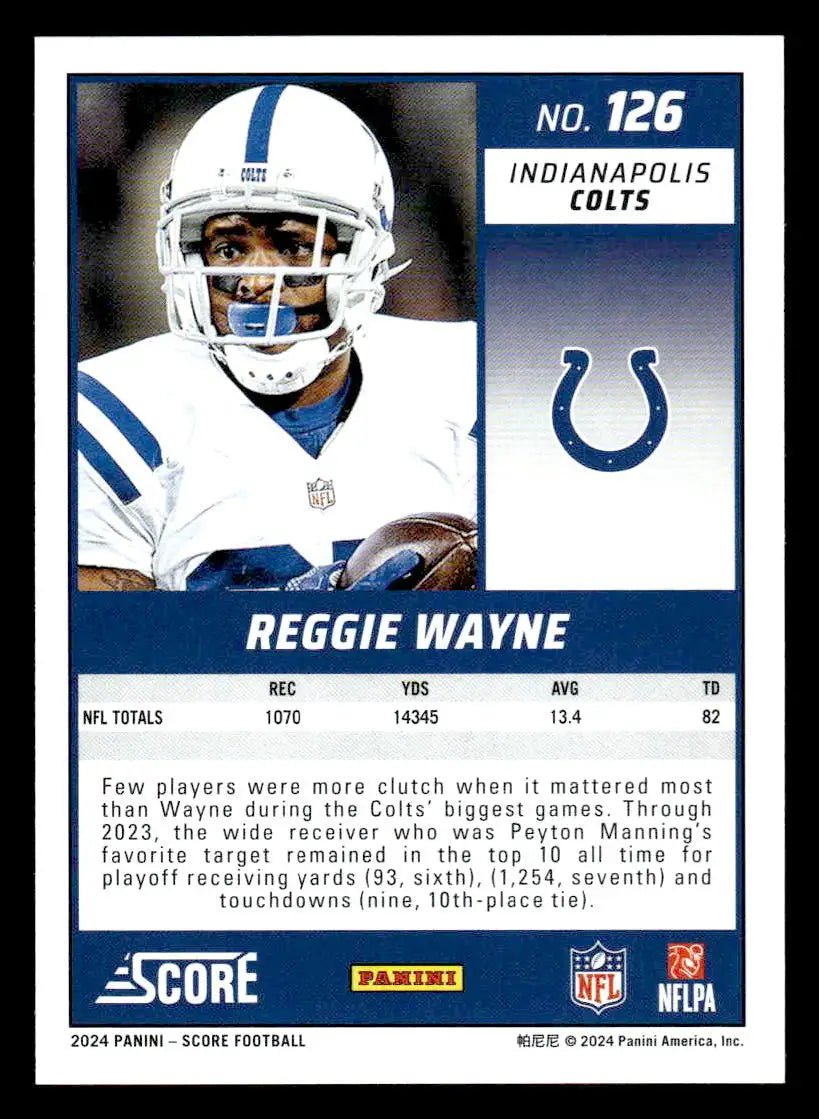 2024 Score #126 Reggie Wayne - Football Card Single