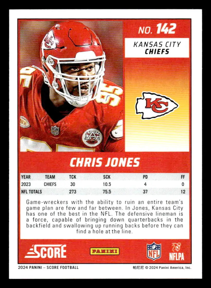2024 Score #142 Chris Jones - Football Card Single
