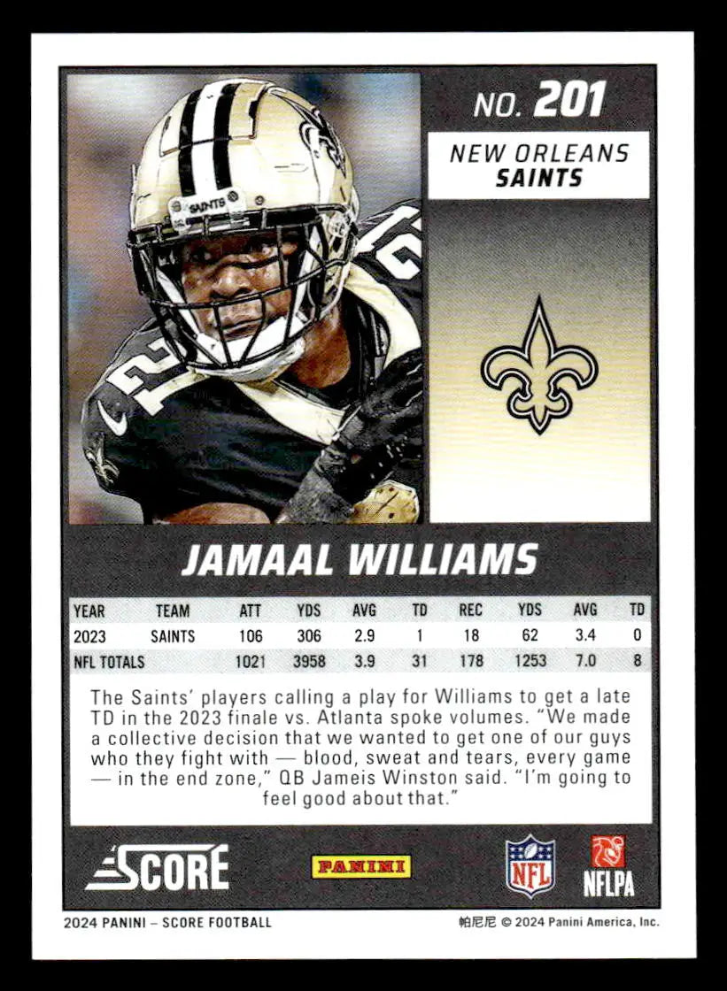 2024 Score #201 Jamaal Williams - Football Card Single