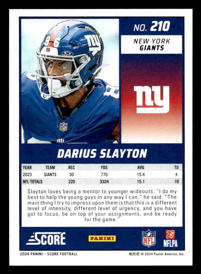 2024 Score #210 Darius Slayton - Football Card Single