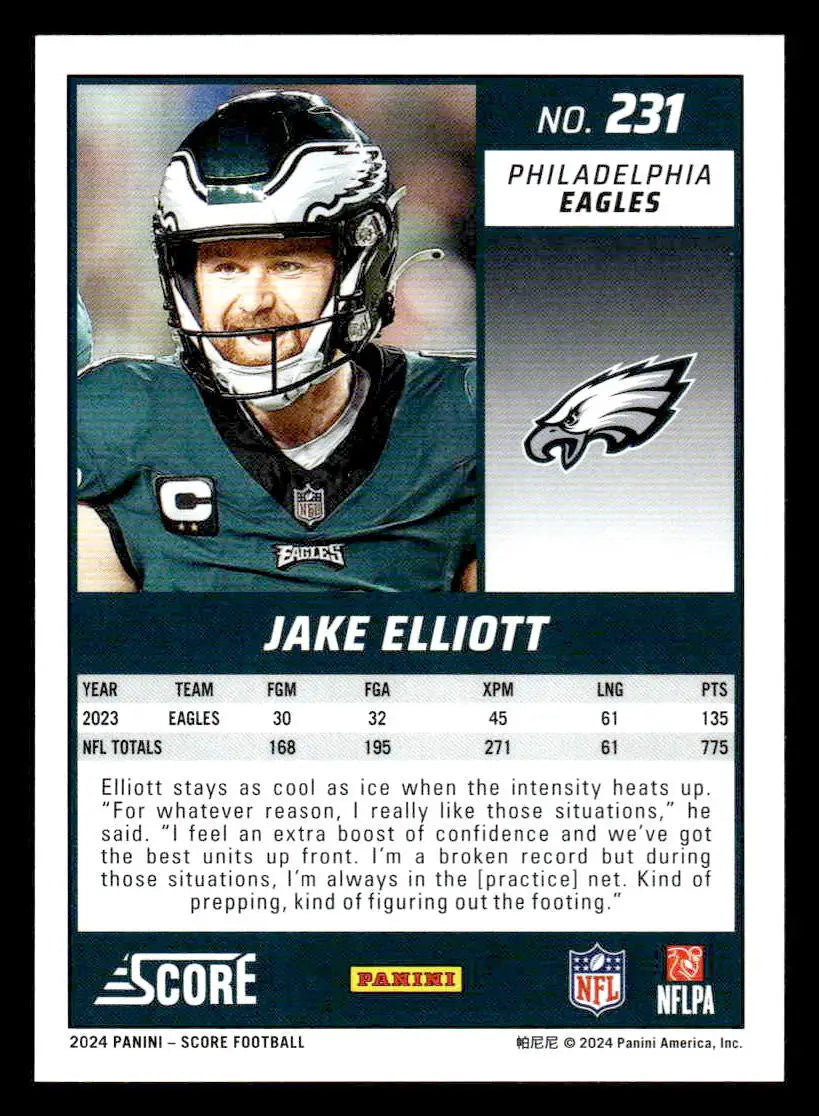2024 Score #231 Jake Elliott - Football Card Single