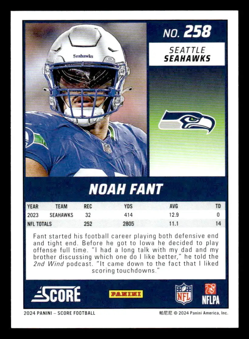 2024 Score #258 Noah Fant - Football Card Single