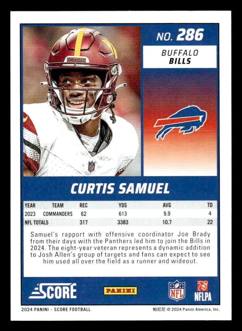 2024 Score #286 Curtis Samuel - Football Card Single