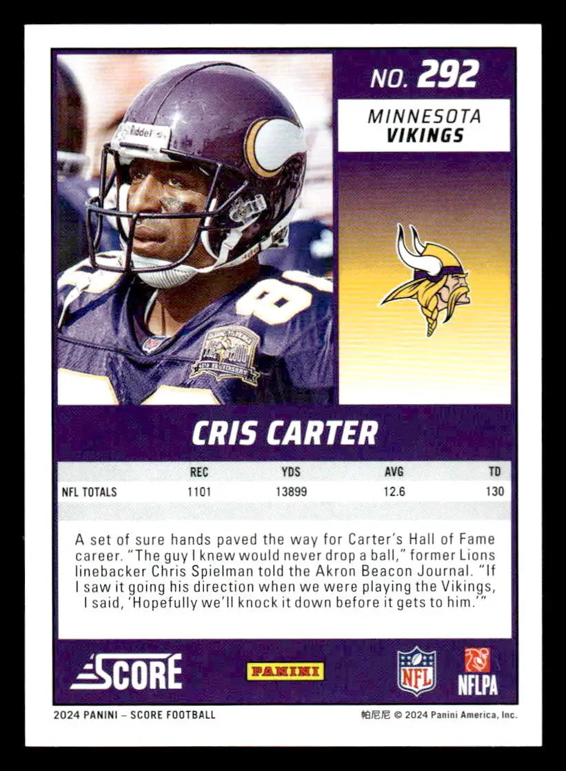 2024 Score #292 Cris Carter - Football Card Single