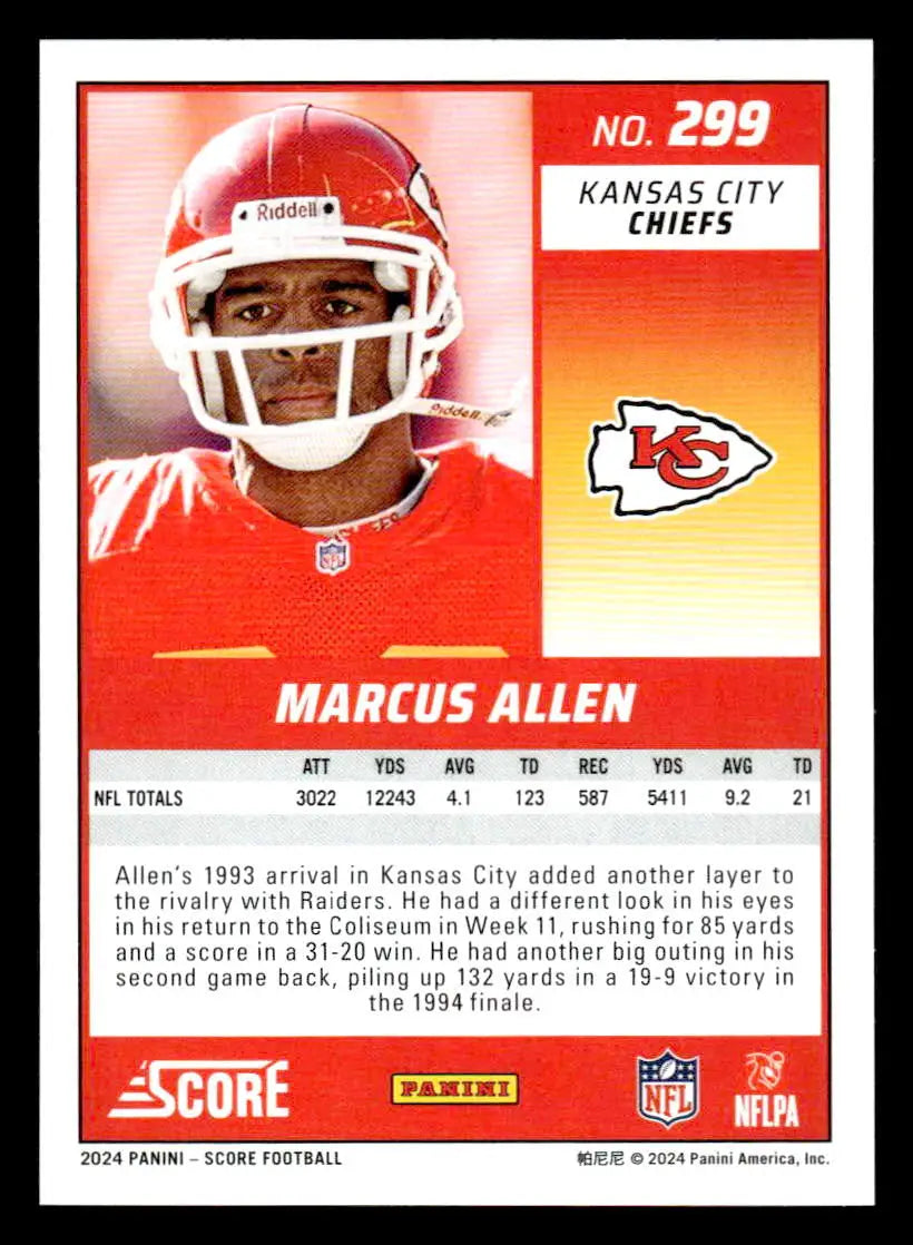 2024 Score #299 Marcus Allen - Football Card Single