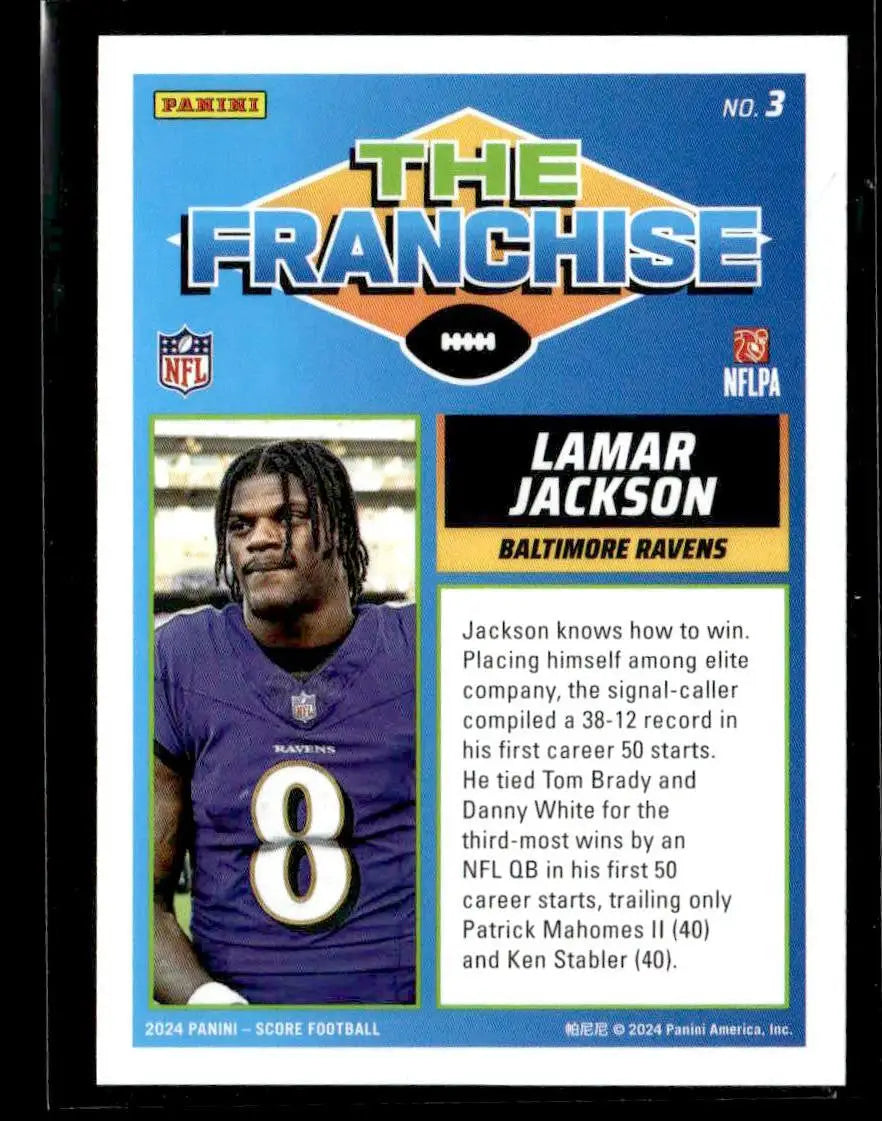 2024 Score #3 Lamar Jackson The Franchise - Football Card Single
