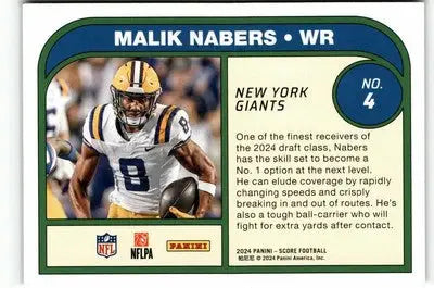 2024 Score #4 Malik Nabers Protential - Football Card Single