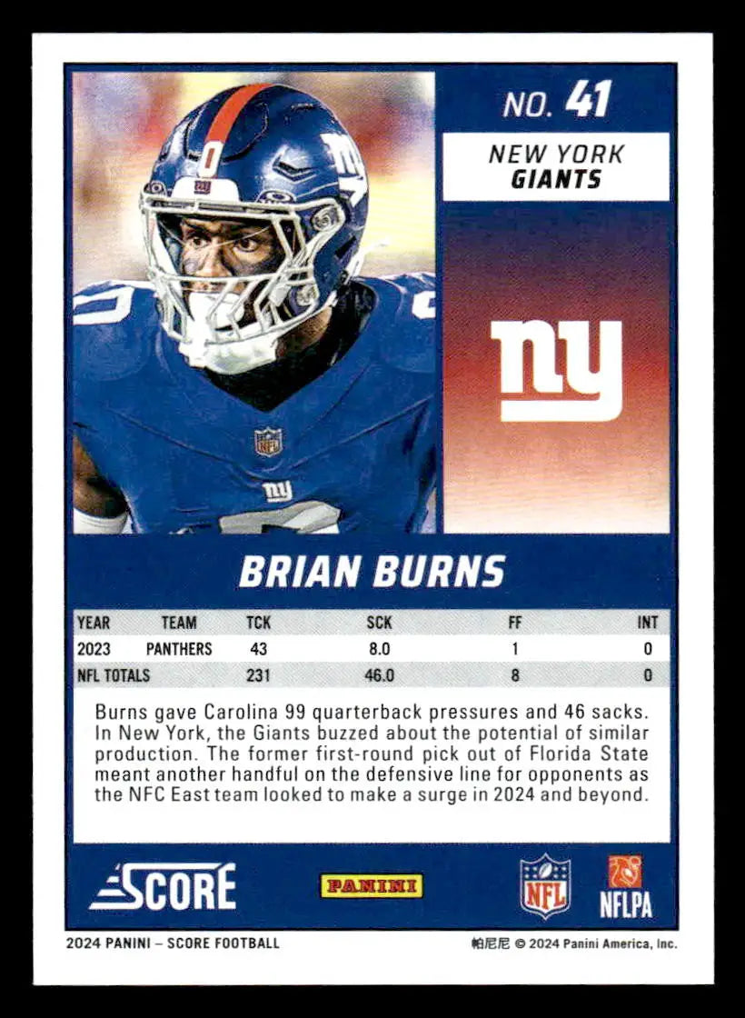2024 Score #41 Brian Burns - Football Card Single